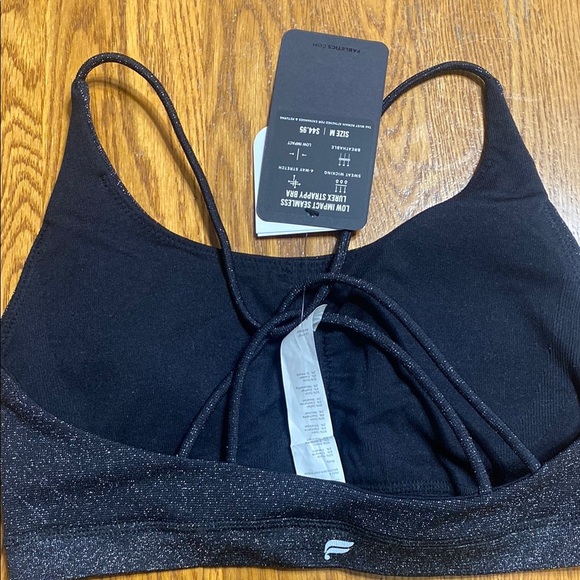 Fabletics low impact black & silver sparkle seamless lurex strappy bra size m - Picture 5 of 9